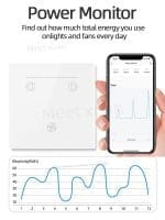 Smart WiFi Fan Wall Switch | Voltage & Power Monitoring | Touch Fan Speed Controller